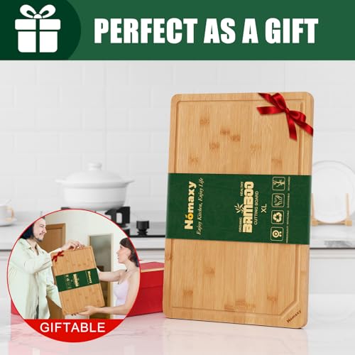 Extra Large Organic Bamboo Cutting Boards for Kitchen (Natural / 17.5"L x 12"W)