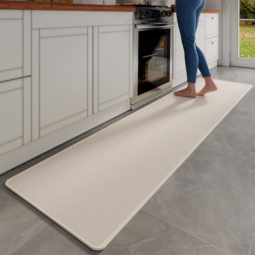 Extra Long Kitchen Runner Rugs Kitchen Mat Non Slip Beige 17"x95" (11.21 Sq Ft)