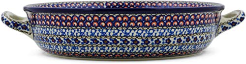 Round Baker with Handles 10 (Cobalt Poppies)