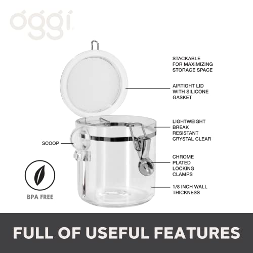 4pc Clear Canister Set with Clamp Lids & Spoons (4-Piece Set)