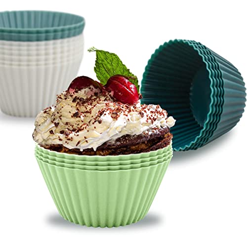 24 Pack Silicone Baking Cups Reusable Muffin Liners Non (Morandi)
