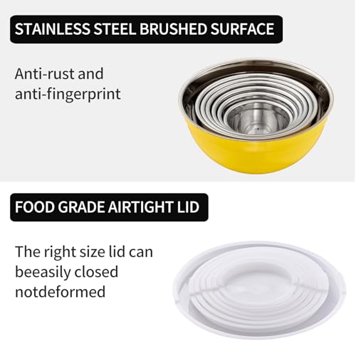 Yellow Mixing Bowls with Lids Set of 7 (Yellow / 7 Sizes)