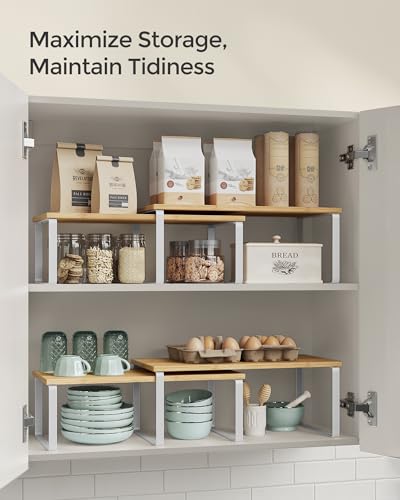 Cabinet Organizer Shelf (Black + Greige / 2*L (5.4"H) + 2*L (6.2"H))