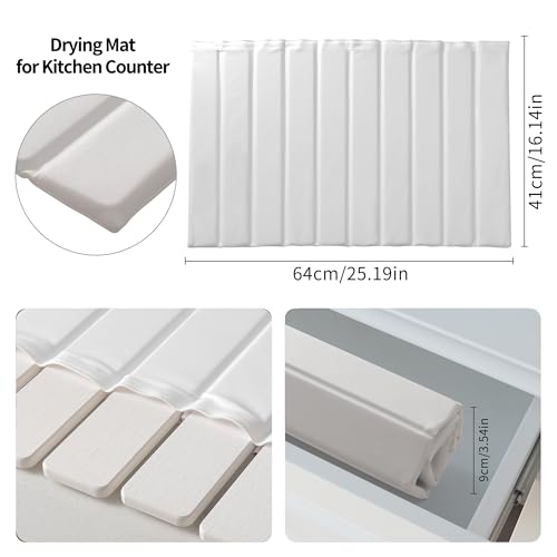 Stone Drying Mat for Kitchen Counter (White / 24.8" x 15.7")