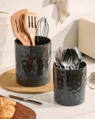 Ceramic Utensil Holder (Deep Forest)