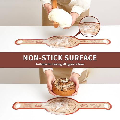Silicone Sourdough Bread Sling Mat (2Pcs Round Red)