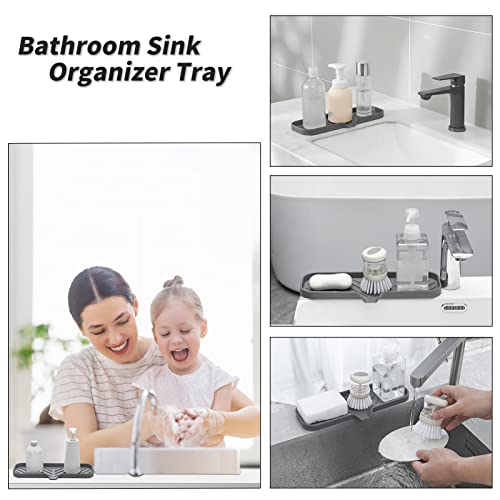 Silicone Soap Dish with Drain Spout (Grey / L(12"×4"))