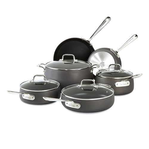 HA1 Hard Anodized Nonstick Cookware Set 10 Piece Induction Oven Broiler Safe 500F (10 Piece Set)