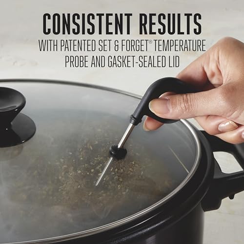 2-in-1 Programmable Slow Cooker & Electric Indoor Smoker, 6 Quart, 3-Tier Smoking Rack for Meat, Cheese and More, Dishwasher Safe Crock, Temperature Probe, Includes 16 oz. Party Dipper, Black (Black (With Party Dipper) / 6 Quart)