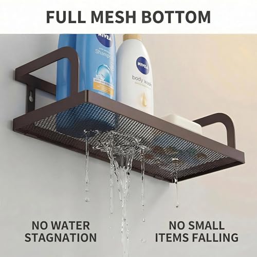 2 Pack 16.5" Extra Long Slim Hollowout Shower Caddy (Vintage Bronze / U-Shape Easy Access (16.5" Extra Long))