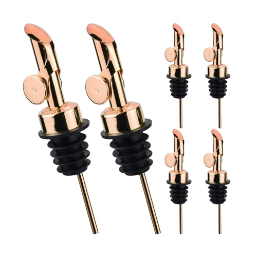 6 Pack Auto Flip Olive Oil Dispenser (6 Pourers-Rose Gold)