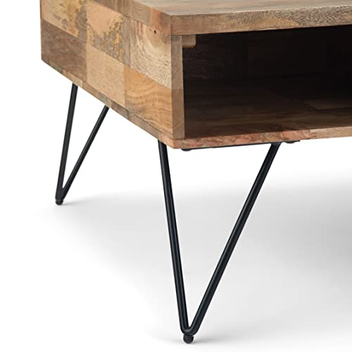 Hunter 32" Wide Solid Mango Wood Square Coffee Table in Natural (Lift Top Coffee Table / 32 inch / Refined Natural)