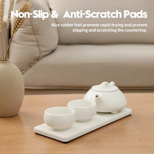 2PCS 7"x3.5" Water Absorbing Bathroom Sink Vanity Trays (2 Pack - Natural White / 7" x 3.5")