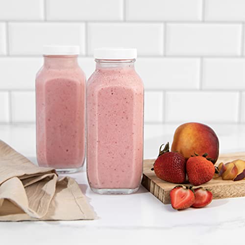 16 oz Glass Milk Bottle with Lid (16oz / 2 Pack)