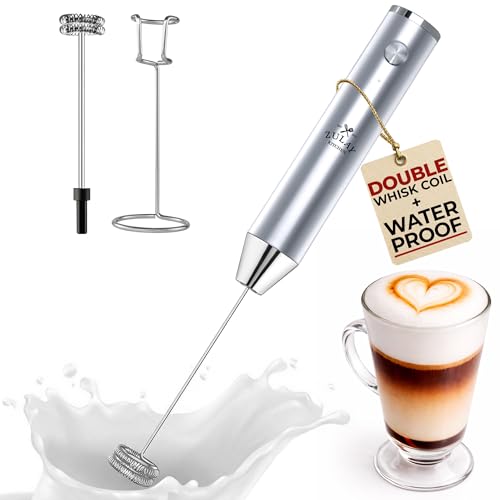 Rechargeable Milk Frother Handheld (Lux Premium Silver / Rechargeable Z1 Motor Max)