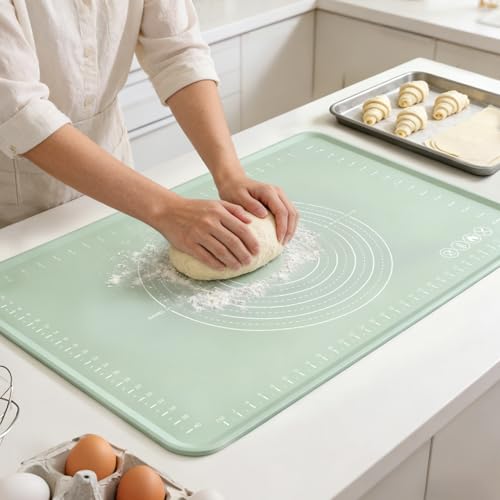 Extra Large Silicone Baking Mat for Countertops (Light Green / 27.6"L x 19.7"W)