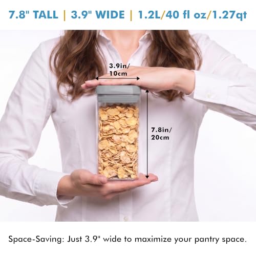 6 PC 1.2L Airtight Food Storage Containers with Lids BPA Free Plastic (Gray)