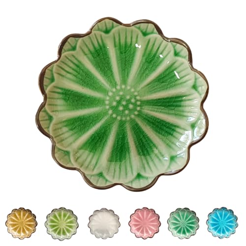 Ceramic Spoon Rest for Stove Top (Cracks Deco, Emerald)