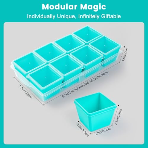 1 Cup Silicone Freezer Molds with Lids & Base (Blue / 8x 1-Cup)