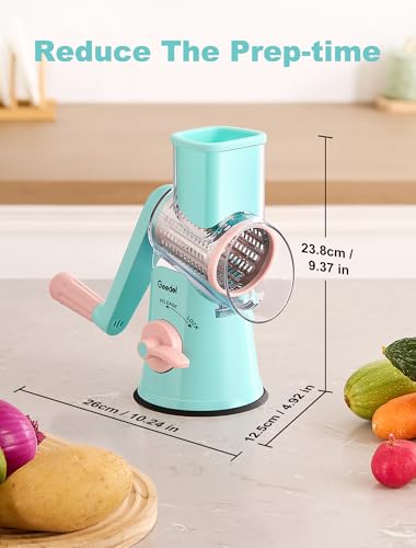 Rotary Cheese Grater Hand Crank (Tiffany Blue / 5 Blades)