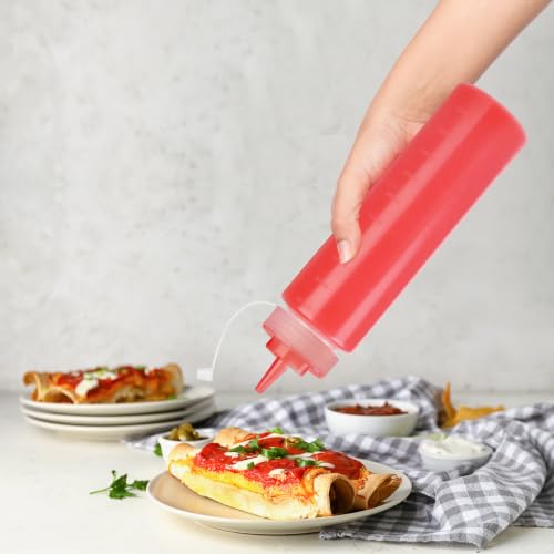 6 Pack 32 oz 1000 ml Plastic Squeeze Bottles with Cap Lids ((4) 32 oz(6pack) Standard Cap)