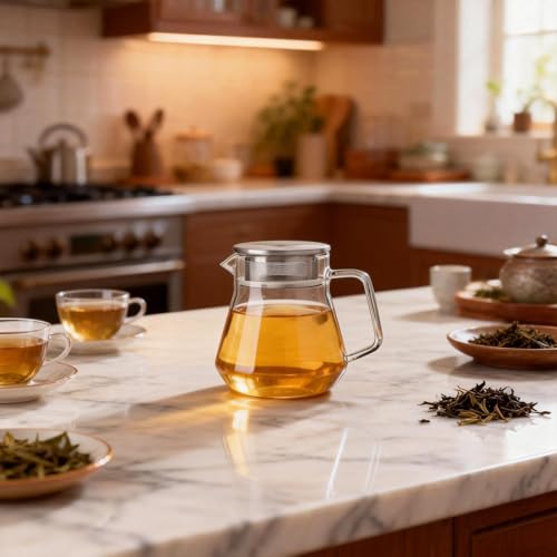 Small Glass Teapot with Stainless Steel Filter Lid (15oz(450ml))