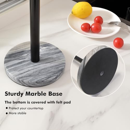 Black Paper Towel Holder Countertop with Heavy Marble Base