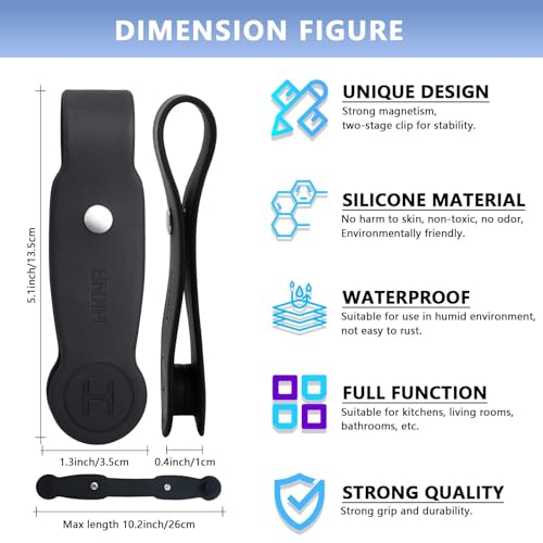 2 Pcs Strong Magnetic Towel Clips for Kitchen (Standard / 2 Pcs Black)