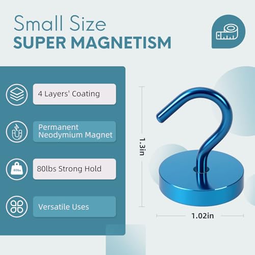 Magnetic Hooks Large Opening (Royalblue / 80lb Magnetic Hooks)