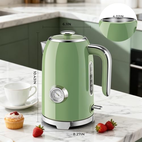 57oz Electric Kettle with Thermometer (Retro Green)