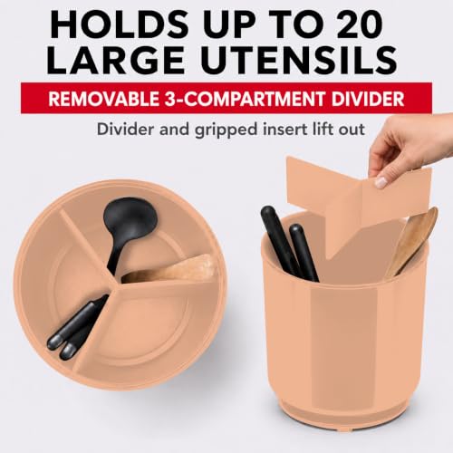 Plastic Extra Large Peach Countertop Utensil Holder Kitchen Caddy (Himalayan Salt)