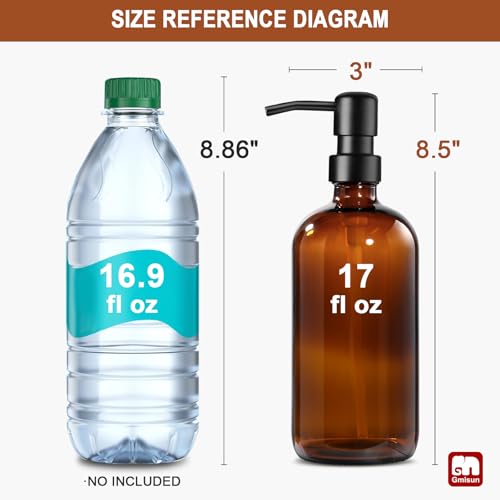 Amber Glass Soap Dispenser (Amber Bottle + Black Pump / 2 Pack)