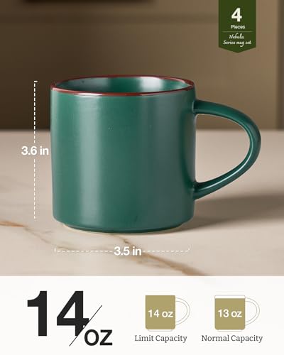 Coffee Mugs Set of 4 (Dark Green / 4pcs)