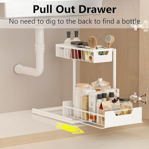 Under Kitchen Sink Organizers and Storage (White / 1 Pack)