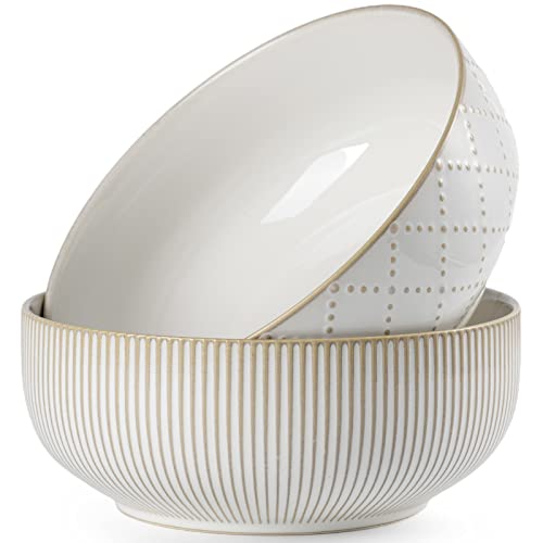 Large Serving Bowls (Embossed Checks & Stripes / 8")