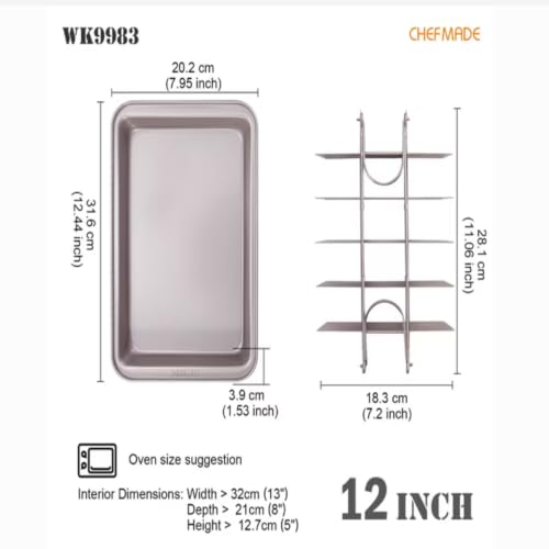 12 Inch Nonstick Brownie Pan (Brownie Pan with Dividers)