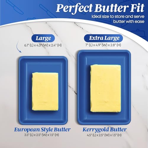 Large Ceramic Butter Dish with Lid (Dark Blue / Large)