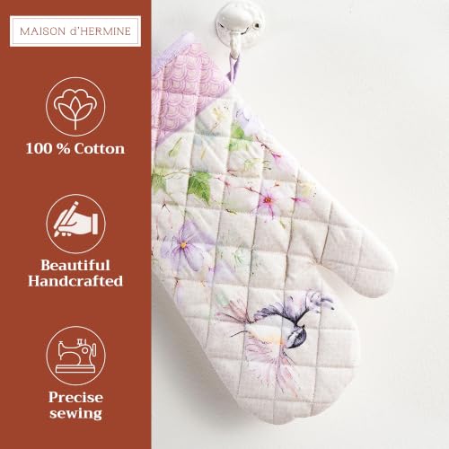 Maison d'Hermine Oven Gloves 100% Cotton Oven Mitt (092 - Magnolia Mornings / 7.5" x 13" (Oven Mitt))