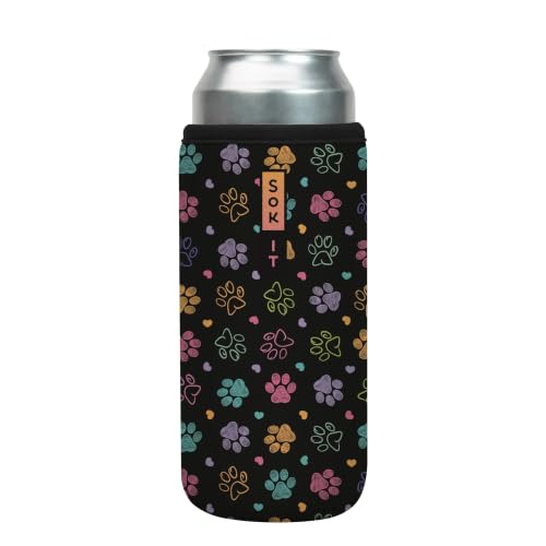 CanSok Sleeve for Beer & Soda Insulated Neoprene Cover (Furry Footprints / 25oz Can Sleeve)