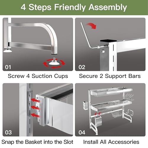 Over The Sink Dish Drying Rack (Silver / 25.5"-35.5"(W)x11.9"(L)x31.5"(H))