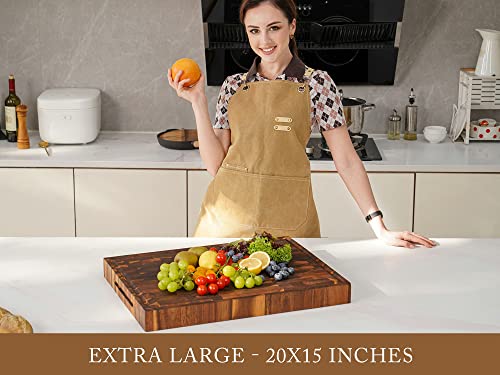 X Large Walnut Wood End Grain Cutting Board 20x15x2" Butcher Block (End Grain / 20"L x 15"W)