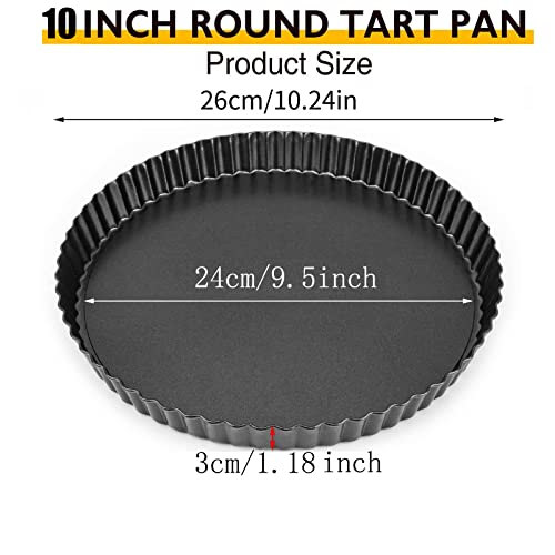 Tart Pan 10 Inch Tart Pan Carbon Steel Round Non (10*1.1Inch)