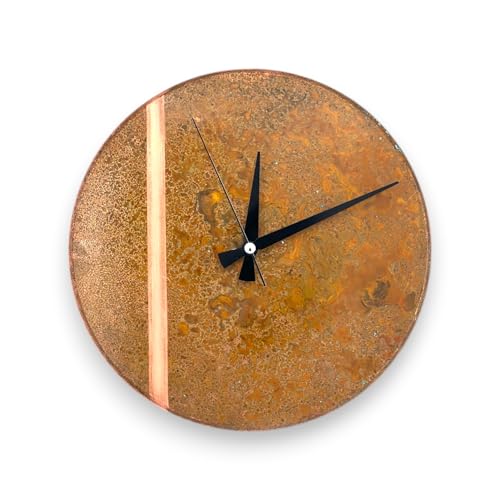 Handmade Copper Wall Clock Artisan Touch in Every Piece (Rusty Line / 17.7)