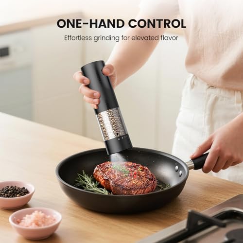 Electric Salt and Pepper Grinder Set (Black/White)