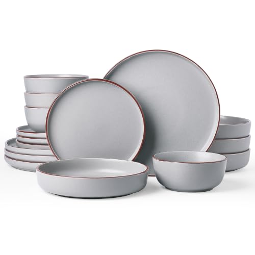 Mercury 16 Piece Dinnerware Set with Pasta Bowls (Light Grey / Service for 4 (Include Pasta Bowls))