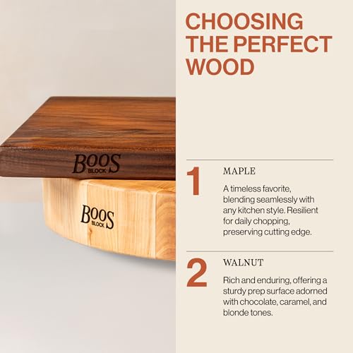 Block WAL B9S Square Walnut Wood Edge Grain Cutting Board with Feet (9"L x 9"W / Walnut with Wood Feet)