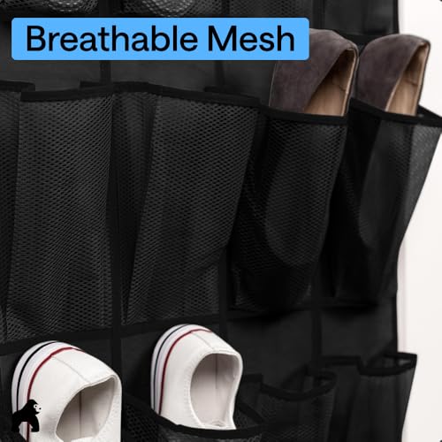 Over the Door Shoe Organizer (Black / 24 Pockets/4 Hooks)