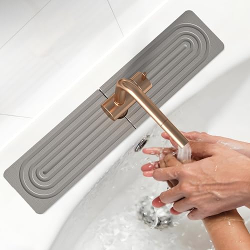 Faucet Mat for Kitchen Sink (Square Grey / 23.6x3.9in)