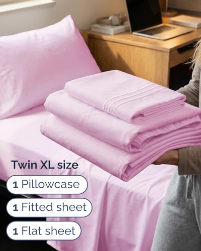 Twin XL 3 Piece Sheet Set (32 - Light Pink / Twin XL)