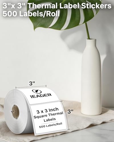 White 3" x 3" Square Thermal Label Stickers
